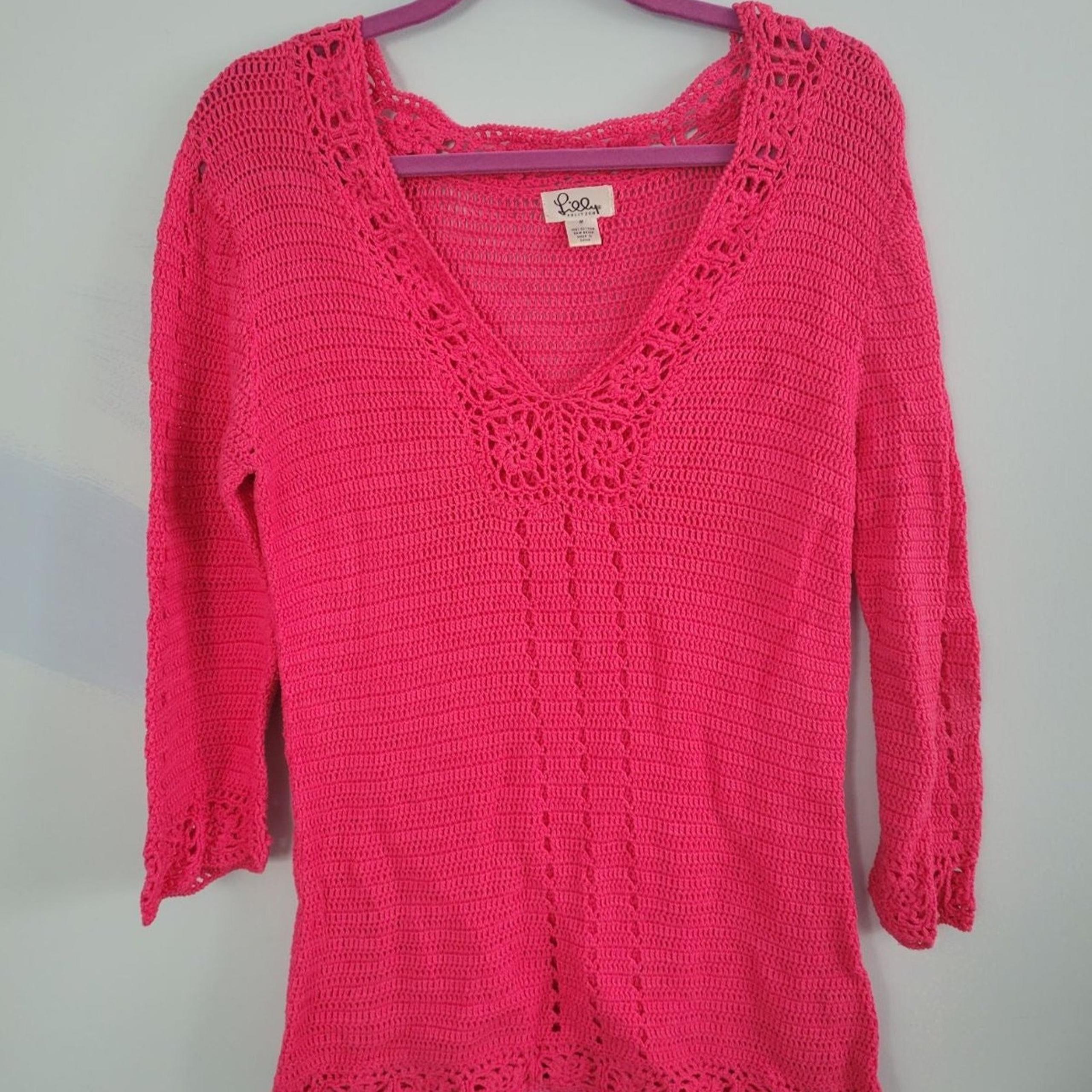 Lilly Pulitzer women's Pink crochet beach swimsuit cover-up size medium