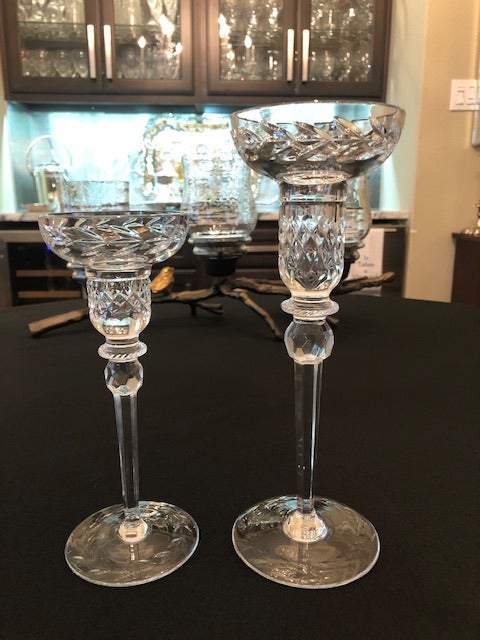 Laura by American Cut - Two Single Light Cut Crystal Candlesticks