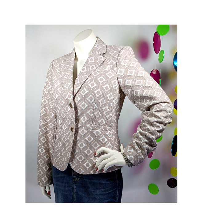 CALVIN KLEIN WOMENS BEIGE WHITE LACY LOOK JACKET BLAZER DRESSY TOP SZ 2