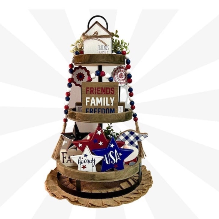 Patriotic Tiered Tray Decor Bundle with Tiered Tray