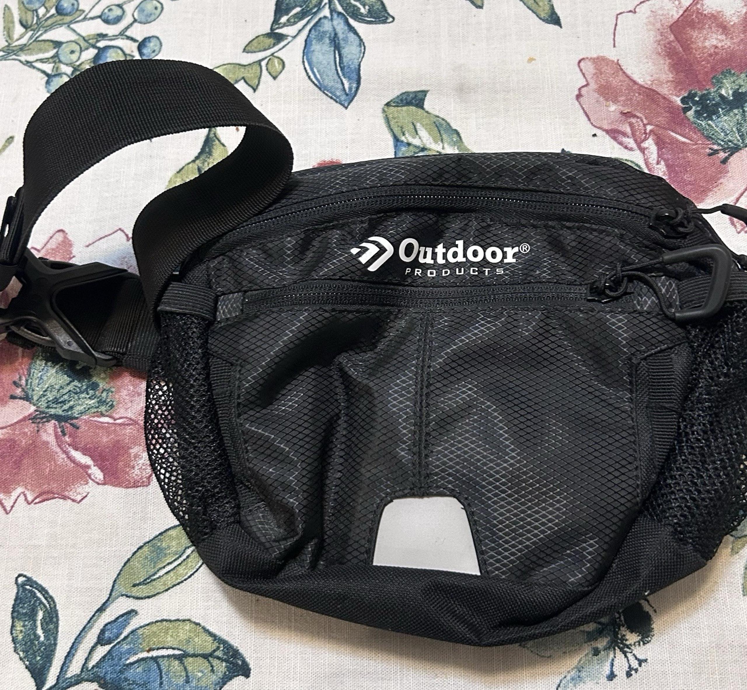 Outdoor Products Fanny Pack Waist Bag Hiking Zipper Pocket Adjustable Black.