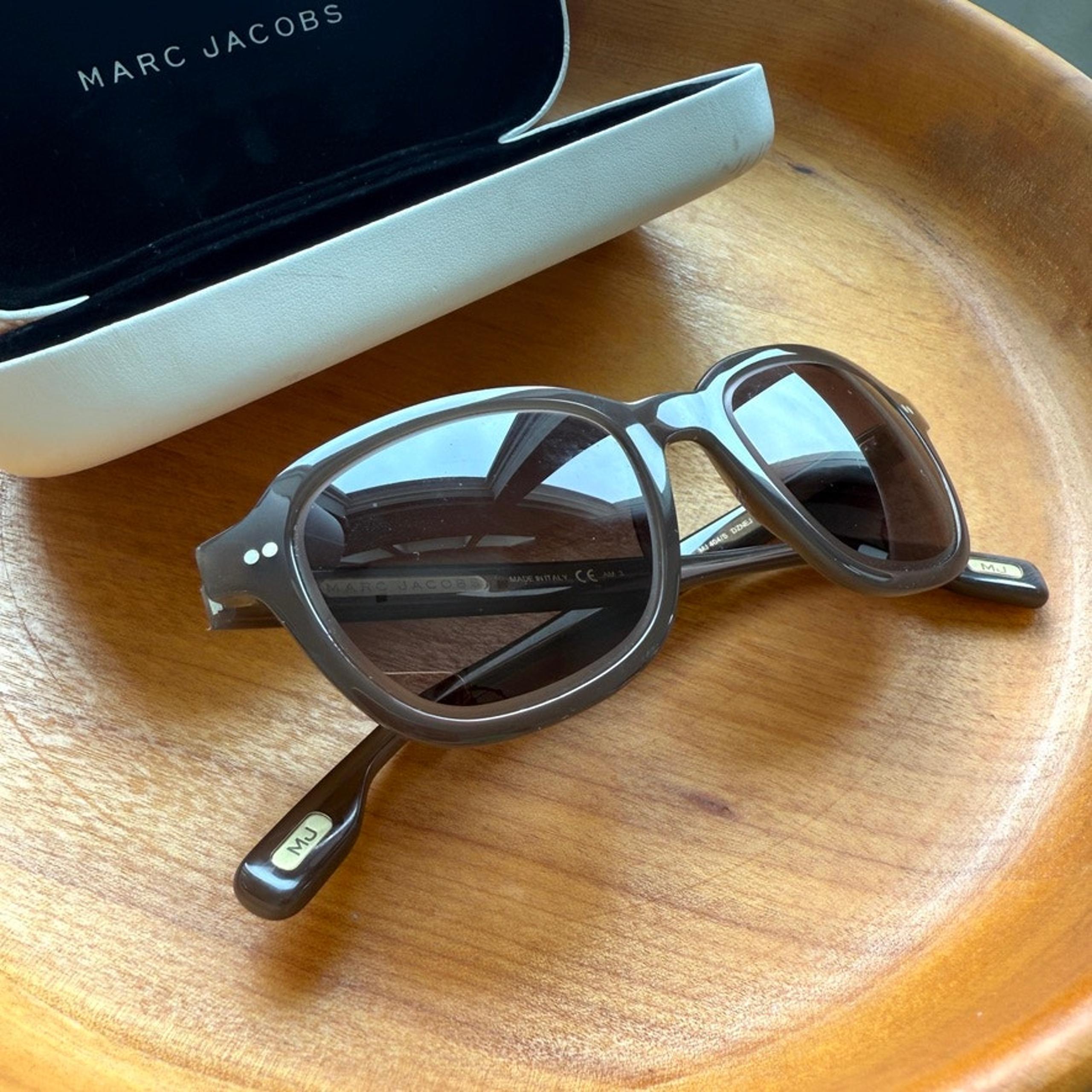 MARC JACOBS MJ 404/S Sunglasses Brown Round Frame Acetate Logo Arms Italy
