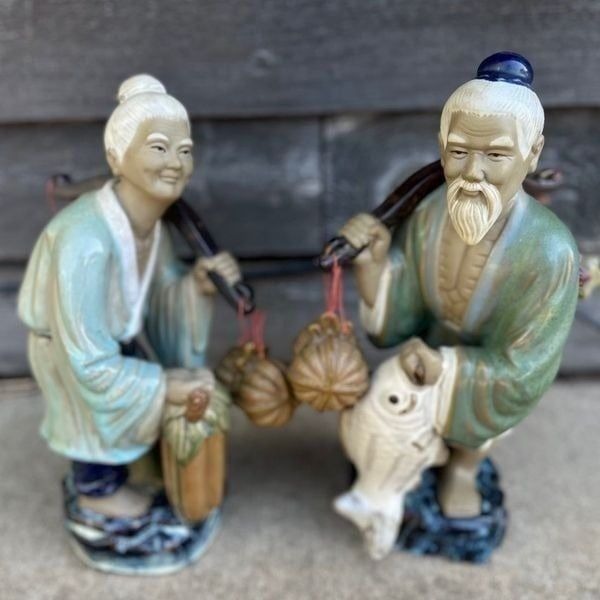 Vintage Chinese fisherman couple