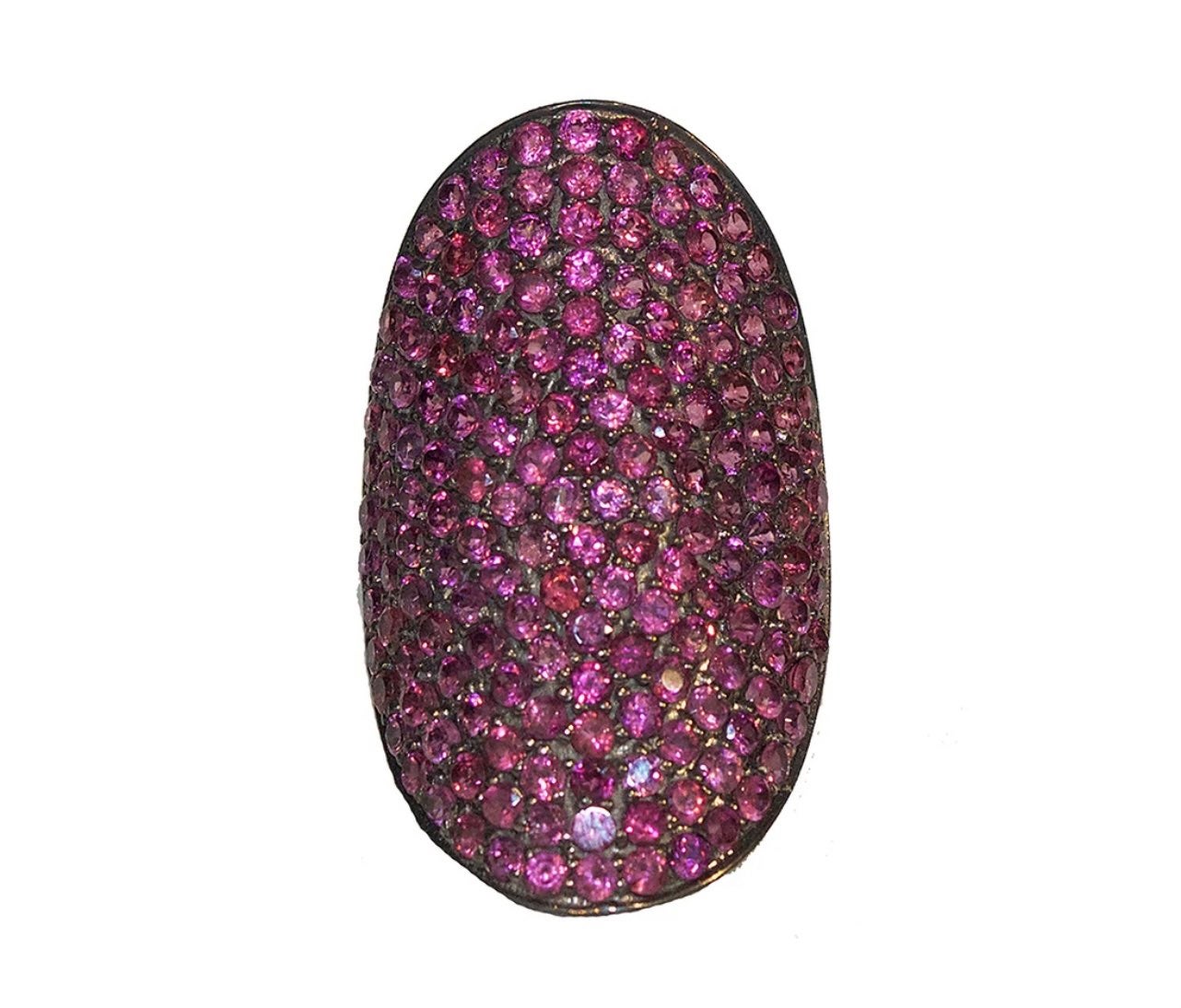 Adornia Garnet Farrah Shield Ring Pink Garnet .925 Sterling Silver