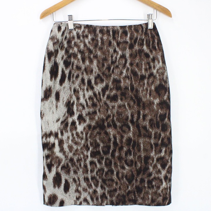 Lafayette 148 Pencil Skirt Womens Multicolor Leopard Pattern Designer Lined Sz 4