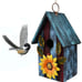 Rustic Decorative Wooden Bird House for Outside, Outdoor Hanging Wood Hand-Paint