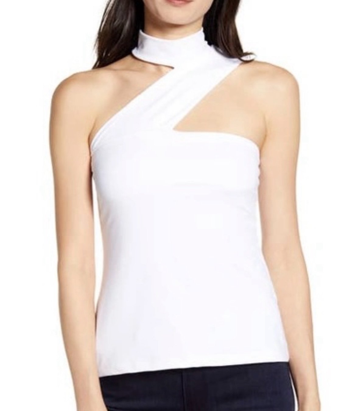 SUSANA MONACO || Diagonal Cross Strap Neck Band Crossover Top in Sugar - SZ XS
