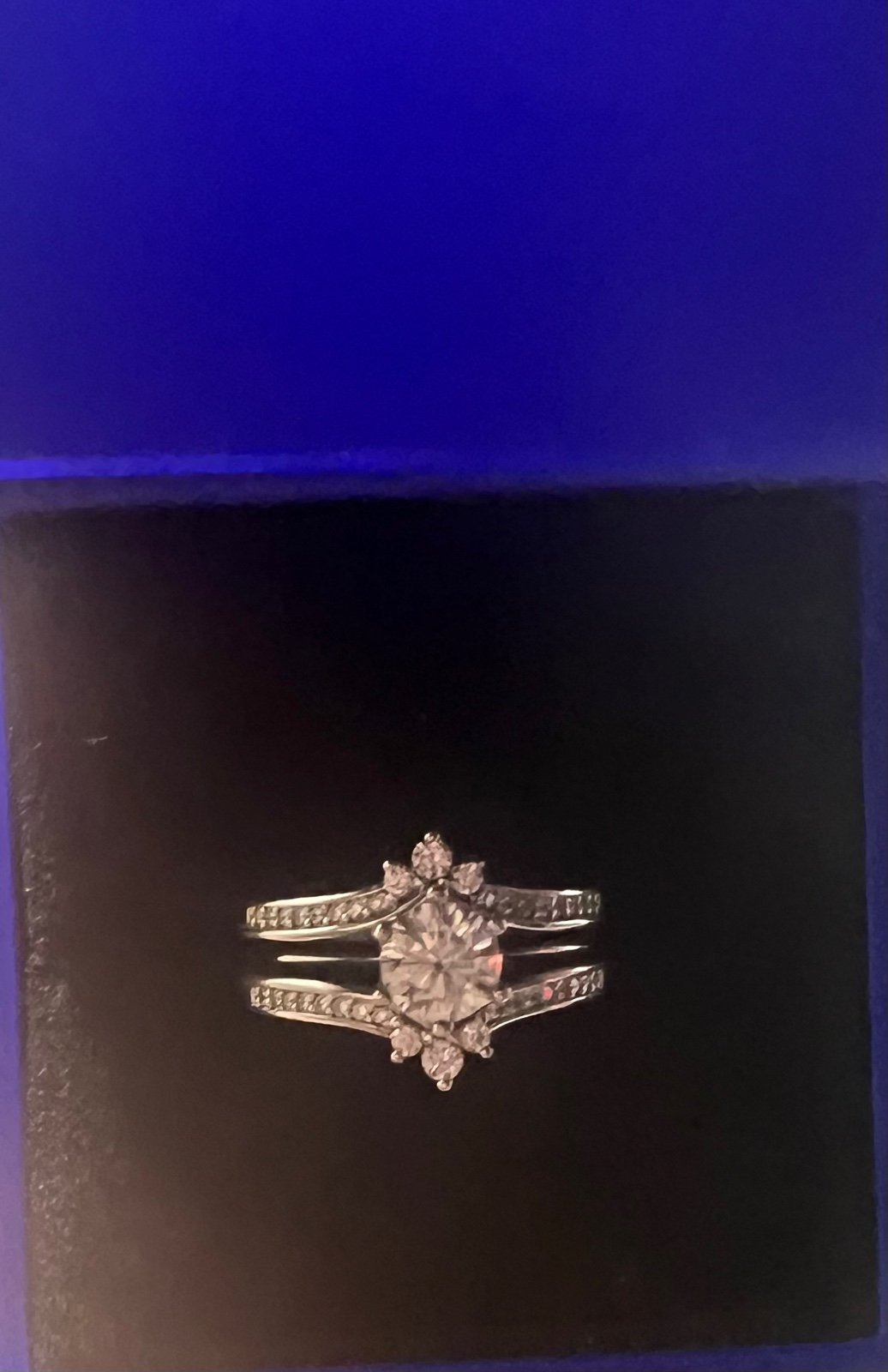 1 CT Moissanite Solitaire in Sterling with Platinum and Moissanite Guard Size 9