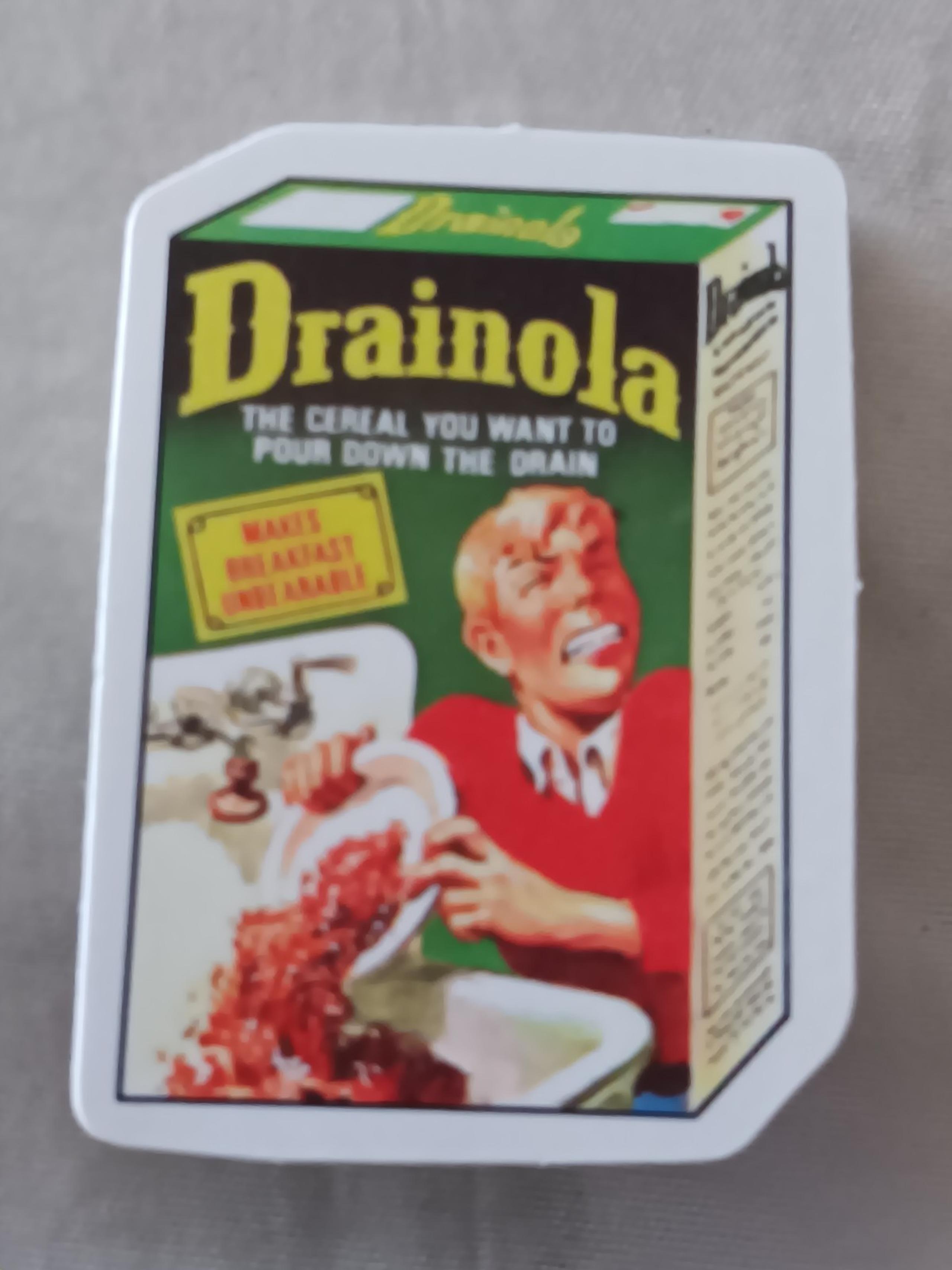 DRAINOLA! THE CEREAL YOU POOR DOWN THE DRAIN!