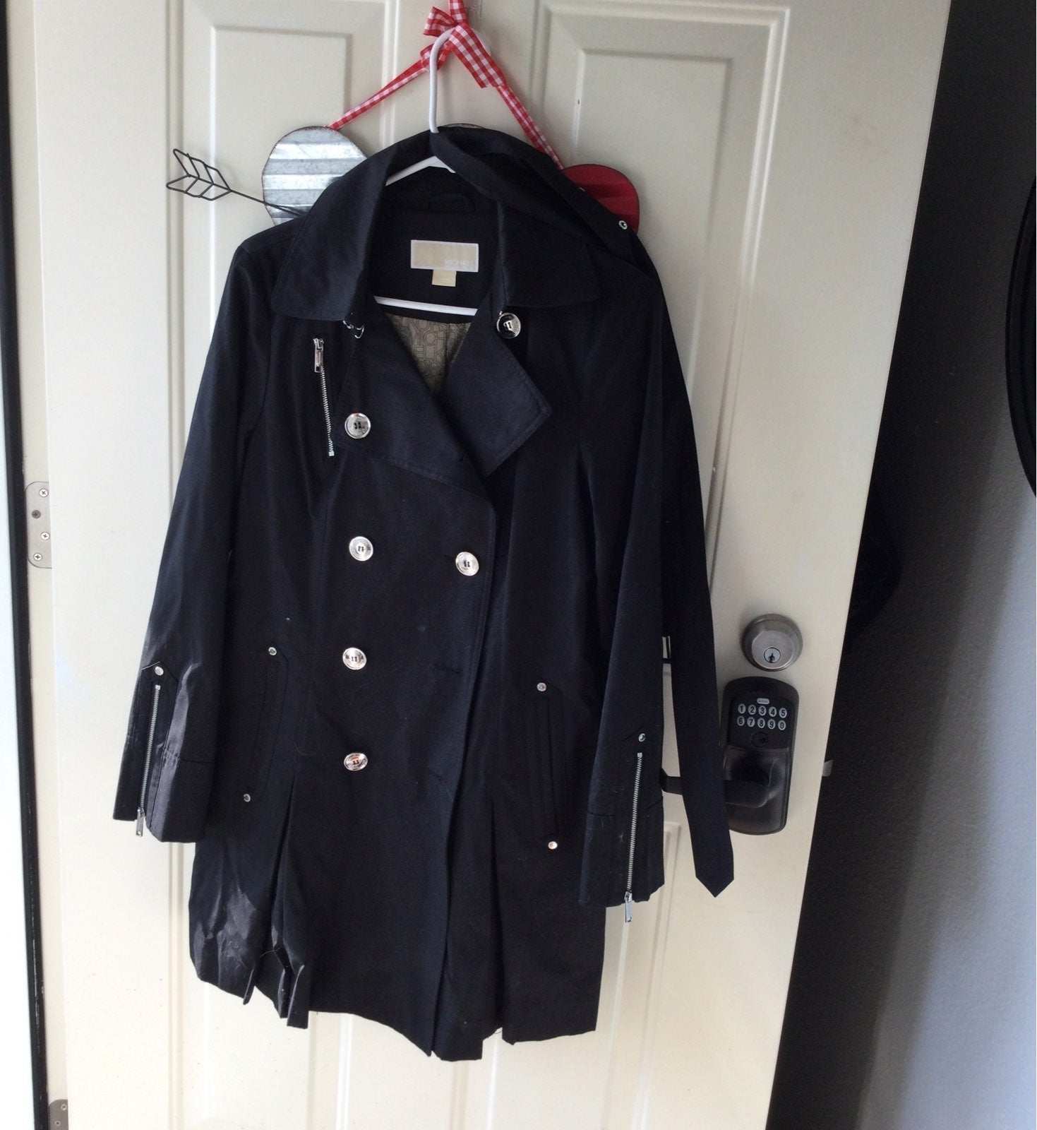 Micheal Kors Black Trench Coat Size Small Like New