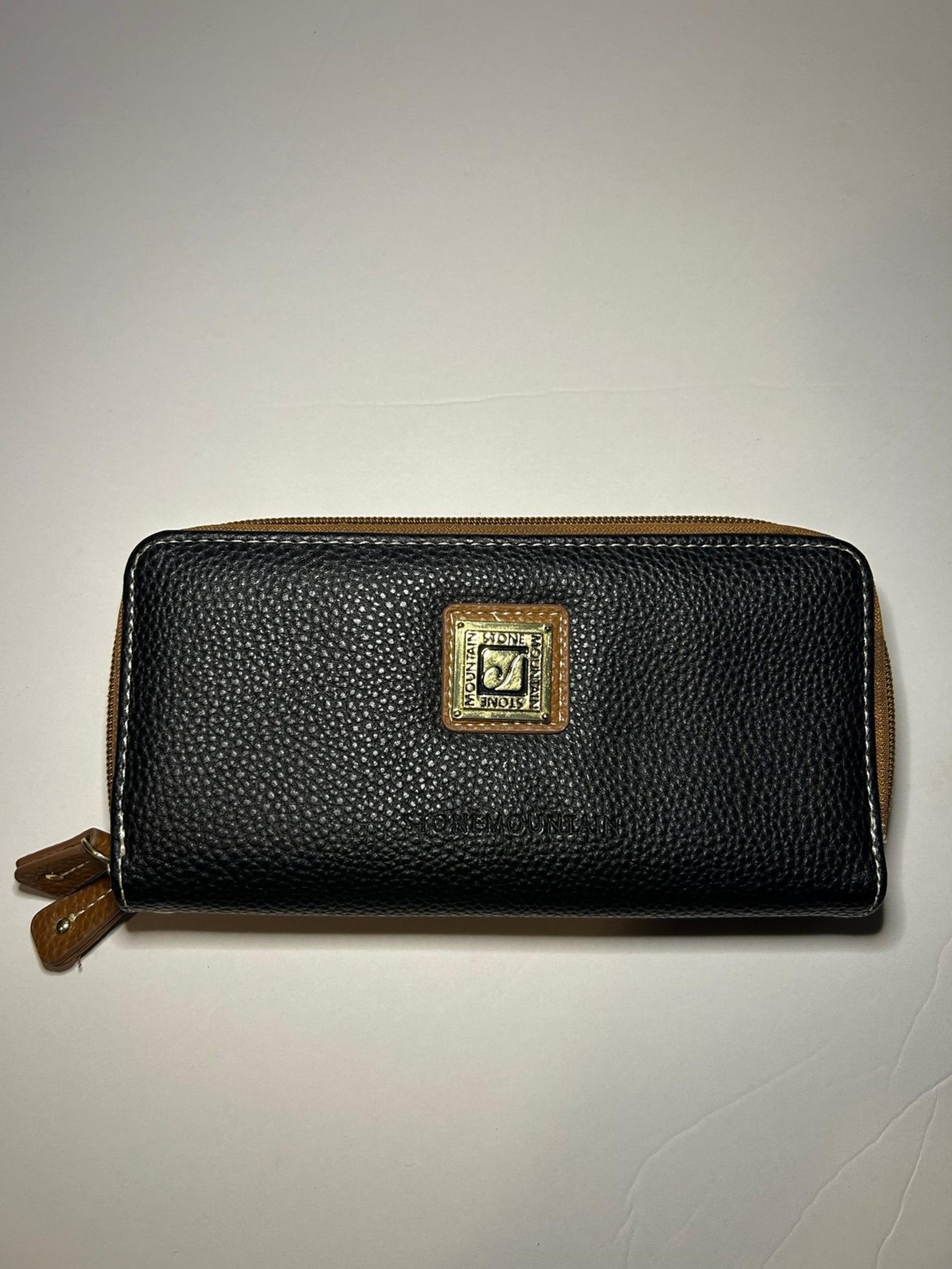 Stone Mountain women's black faux pebble leather wallet