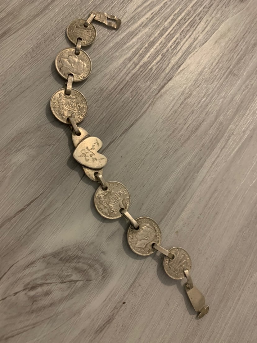 WWII Sterling silver love Bracelet
