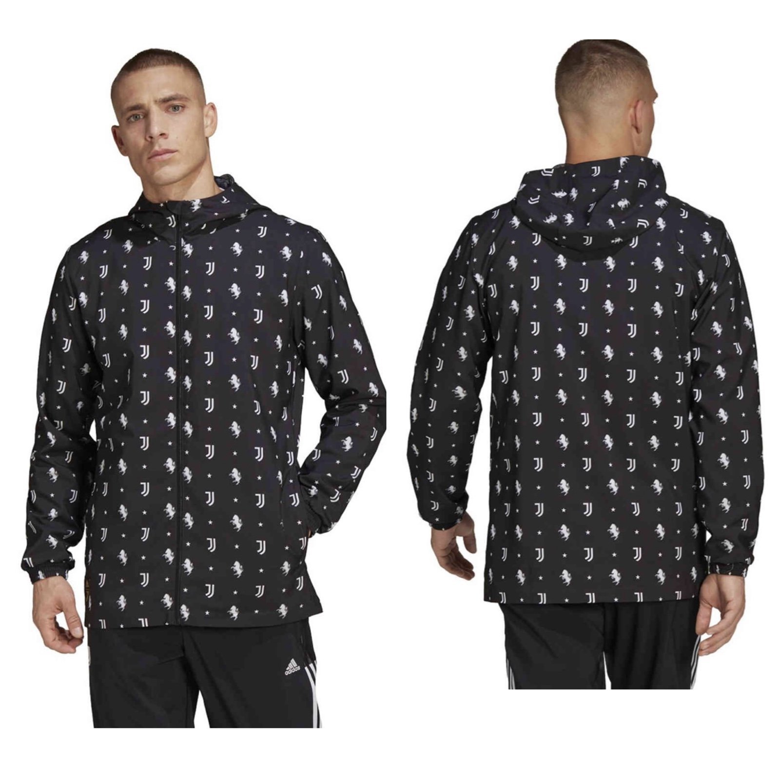 Men's ADIDAS Black Juventus AEROREADY Training Hoodie Windbreaker Jacket