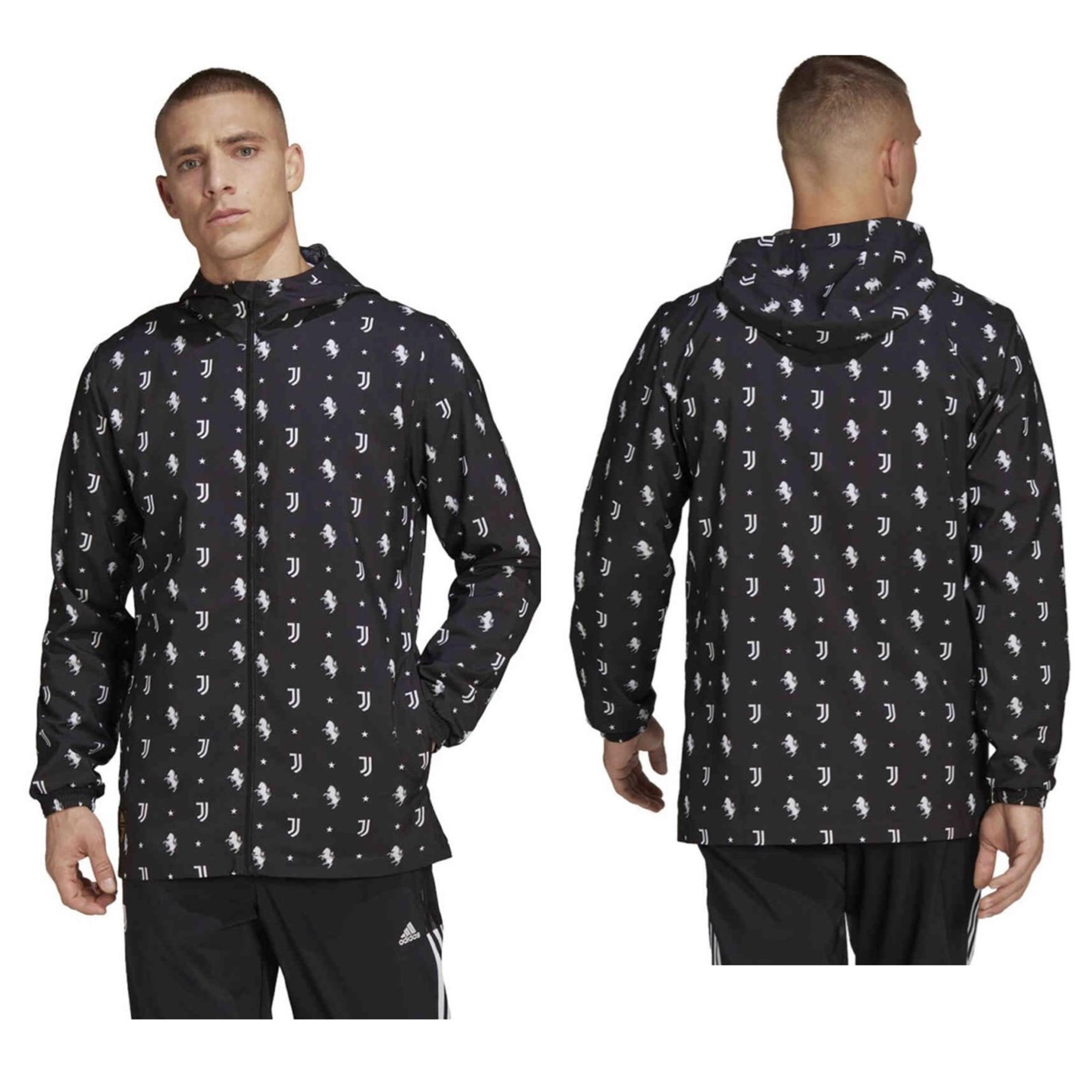 Men's ADIDAS Black Juventus AEROREADY  Training Hoodie Windbreaker Jacket