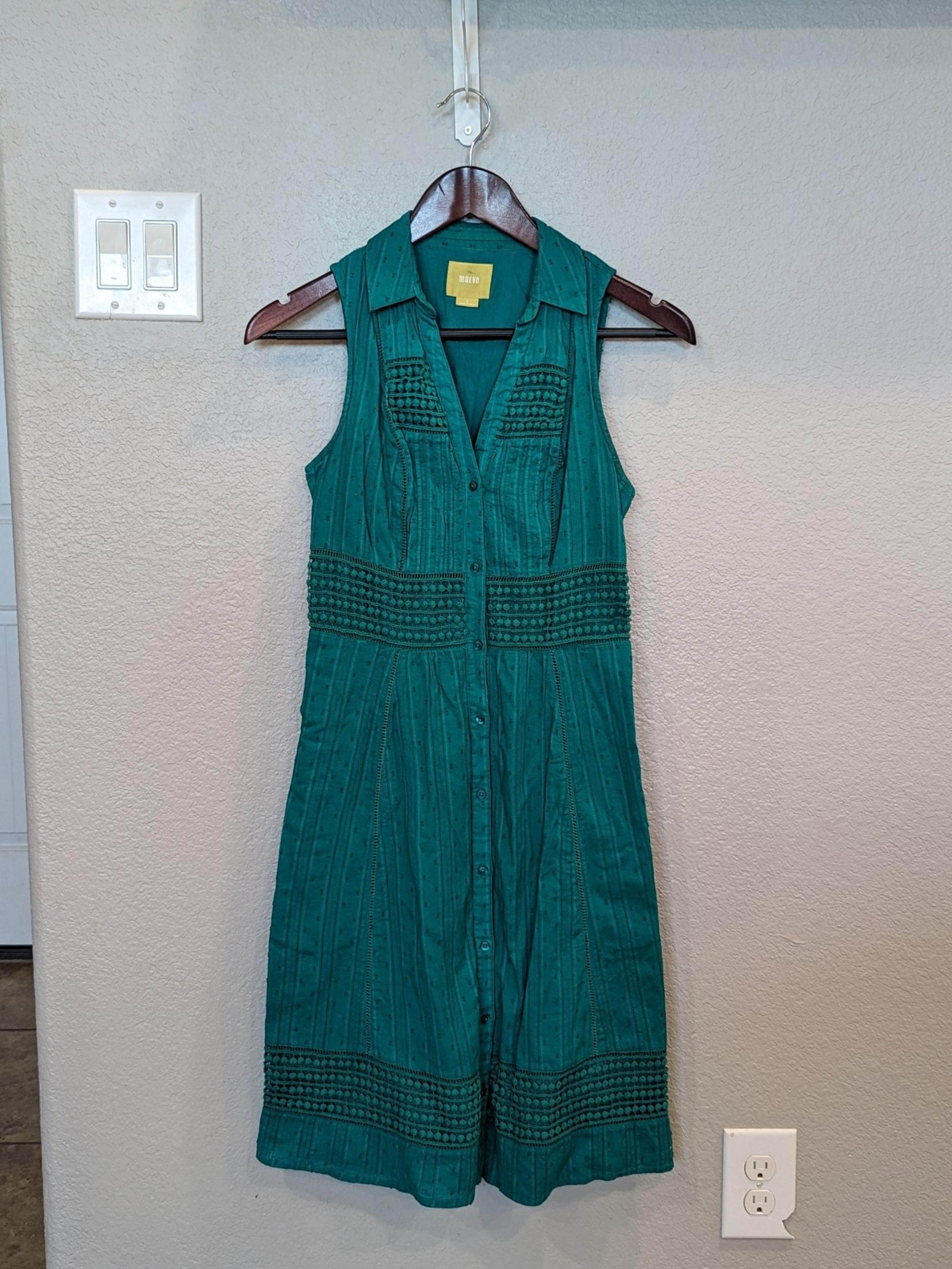 Maeve teal green Anthropologie collared dress