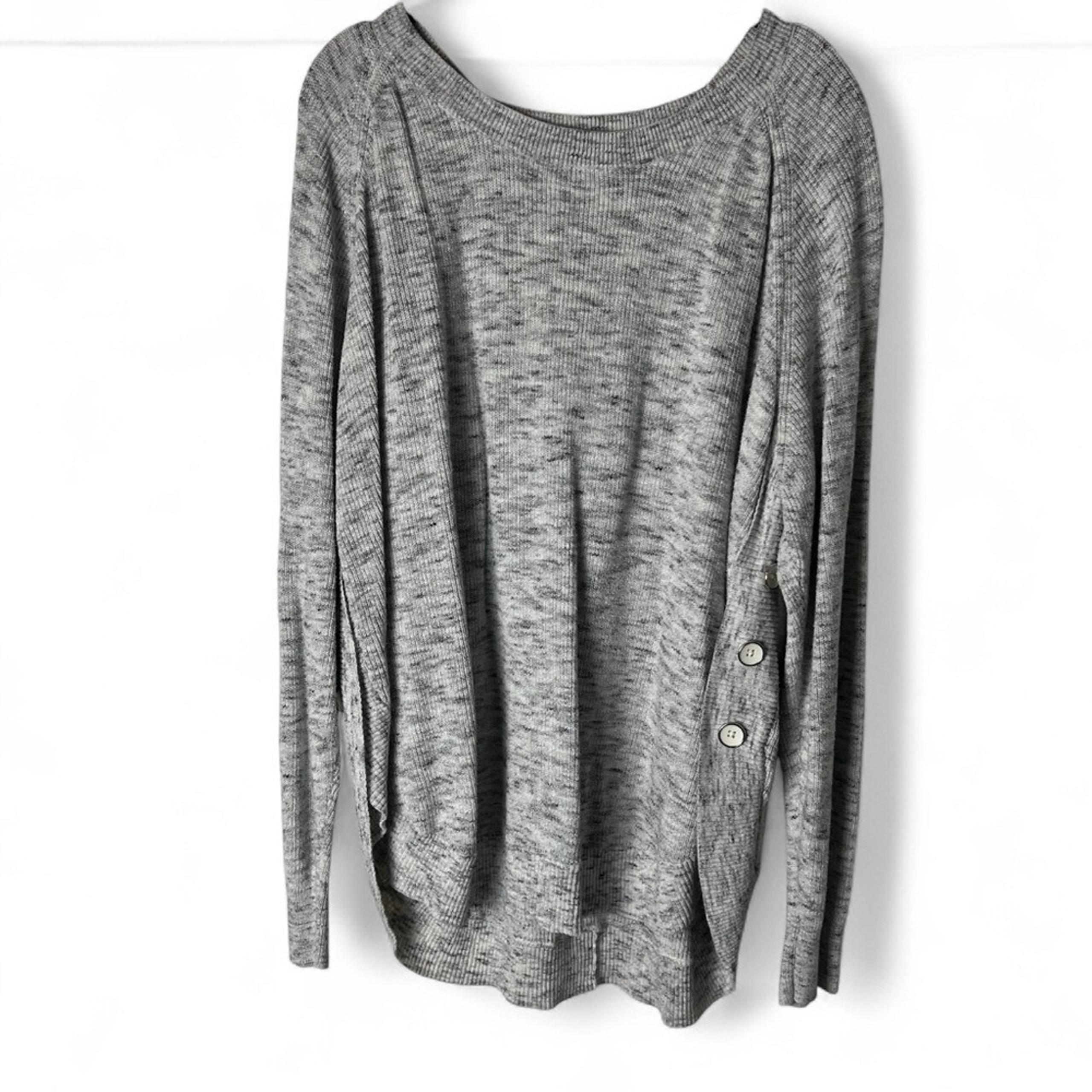 Lane Bryant Women's Heather Grey Scoop Neck Sweater 100% Cotton - Sz. 26/28