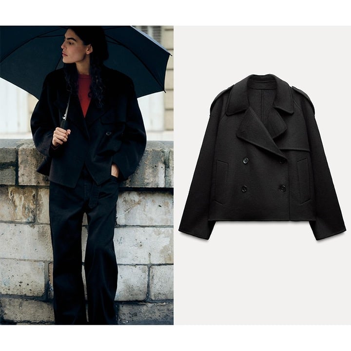 ZARA wool blend short coat 8491 size XS