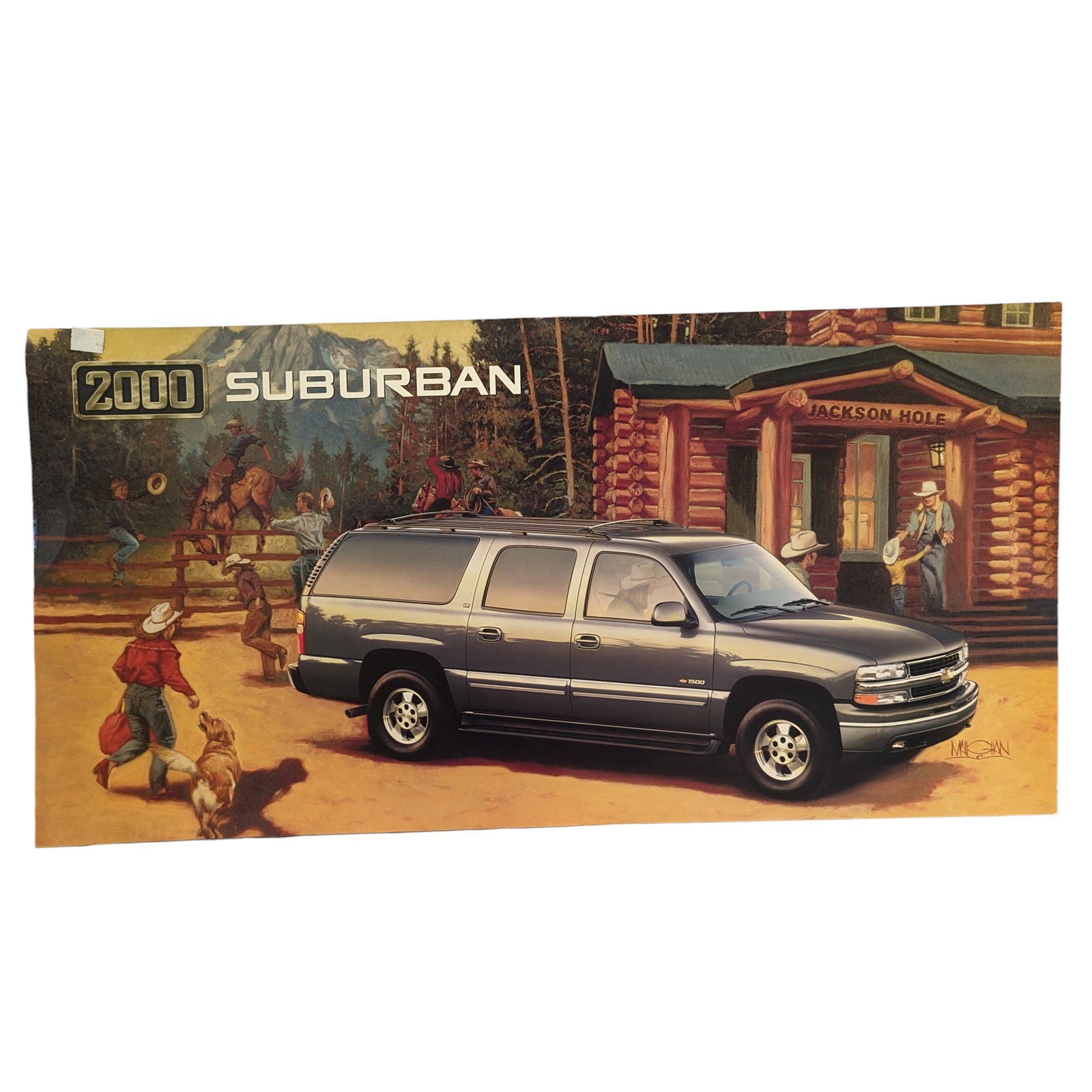2000 00 Chevy Suburban Burb SUV Dealer Poster Promotional 34 x 17