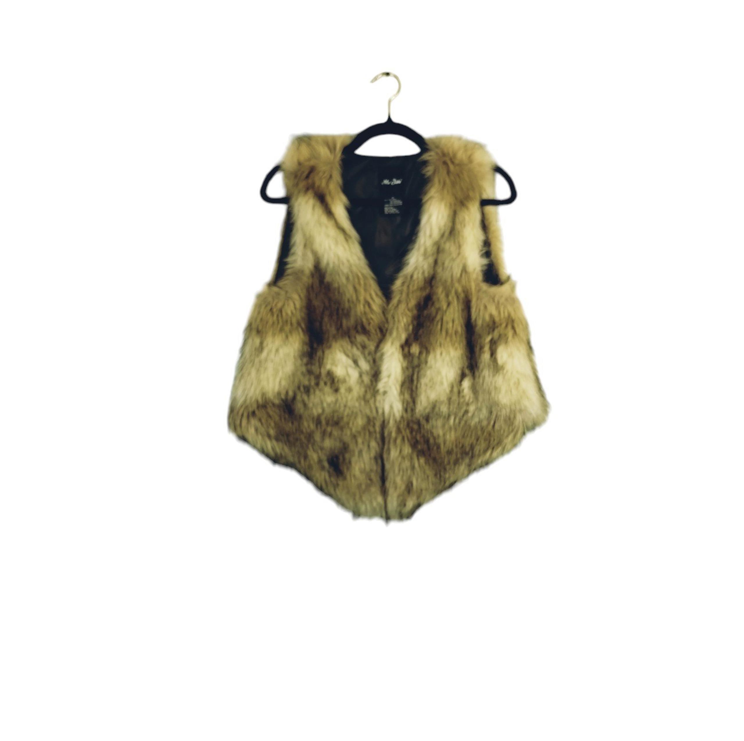 Me Jane Vest Women's M Faux Fur Fully lined Avant Garde Funky Retro Cave Girl
