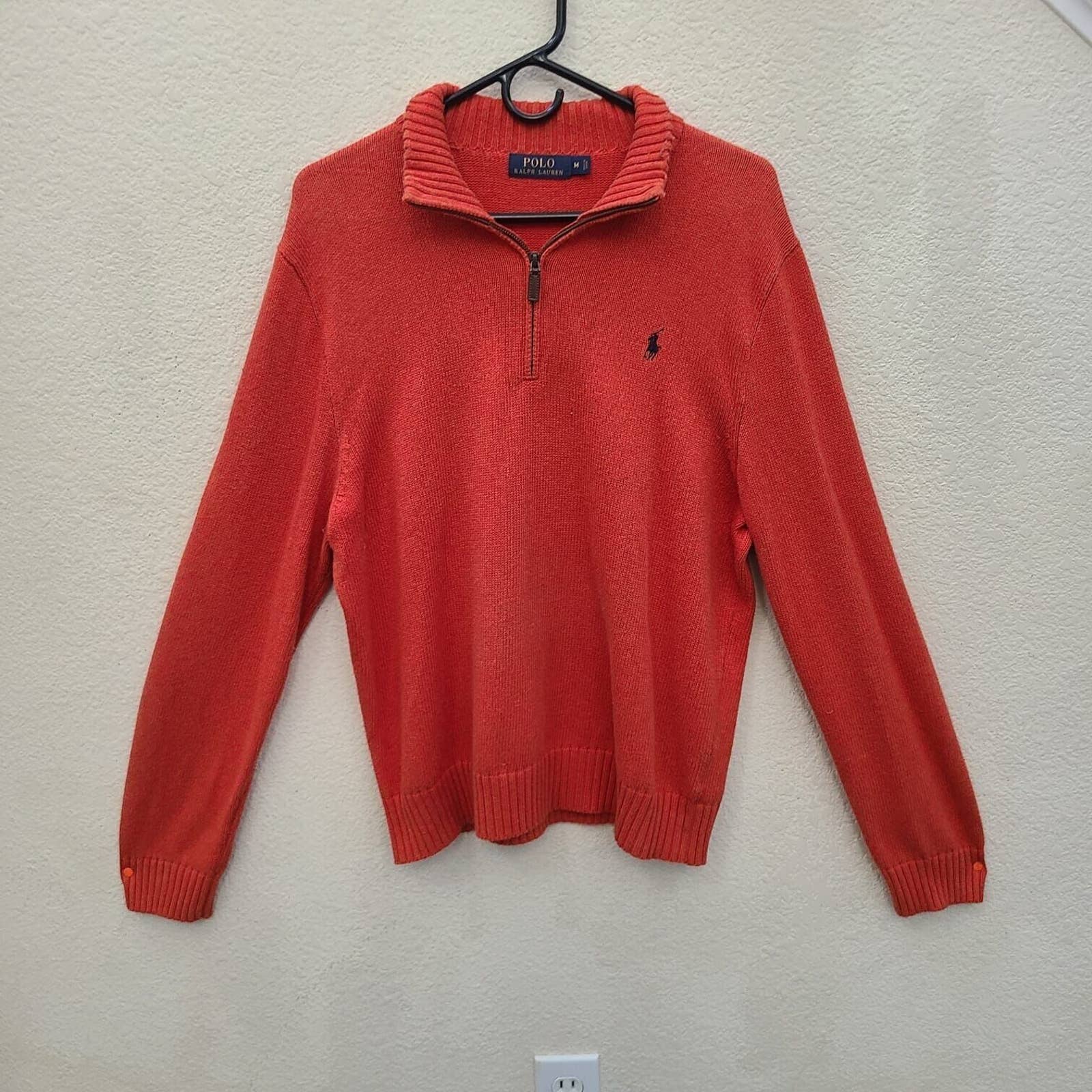 Polo Ralph Lauren Orange Quater Zip Mock Turtleneck Sweater Size M