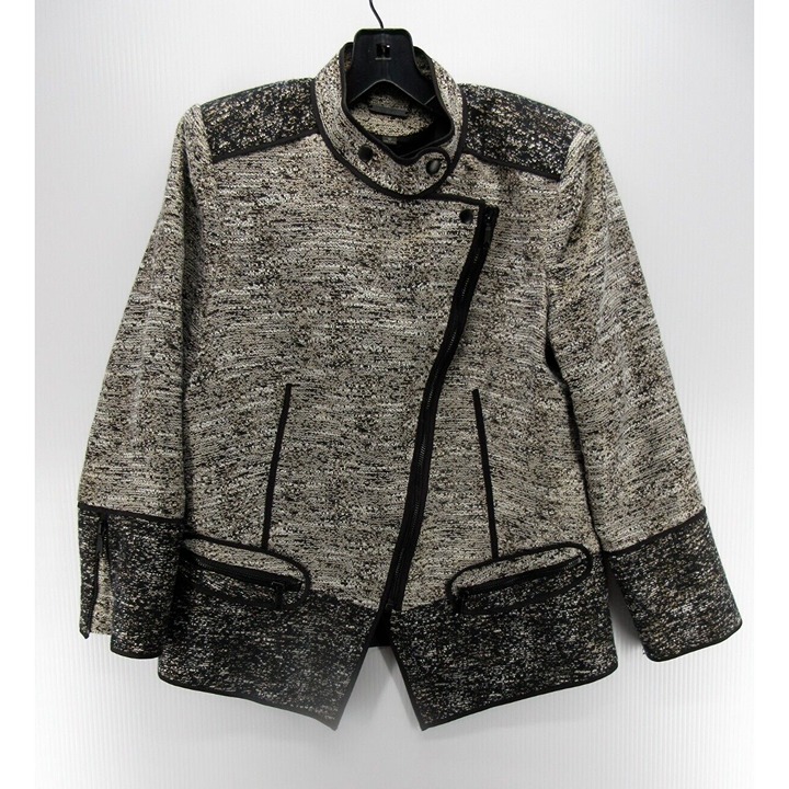 Rachel Zoe Jacket 12 Gray Full Zip Moto Motorcycle Military Preppy