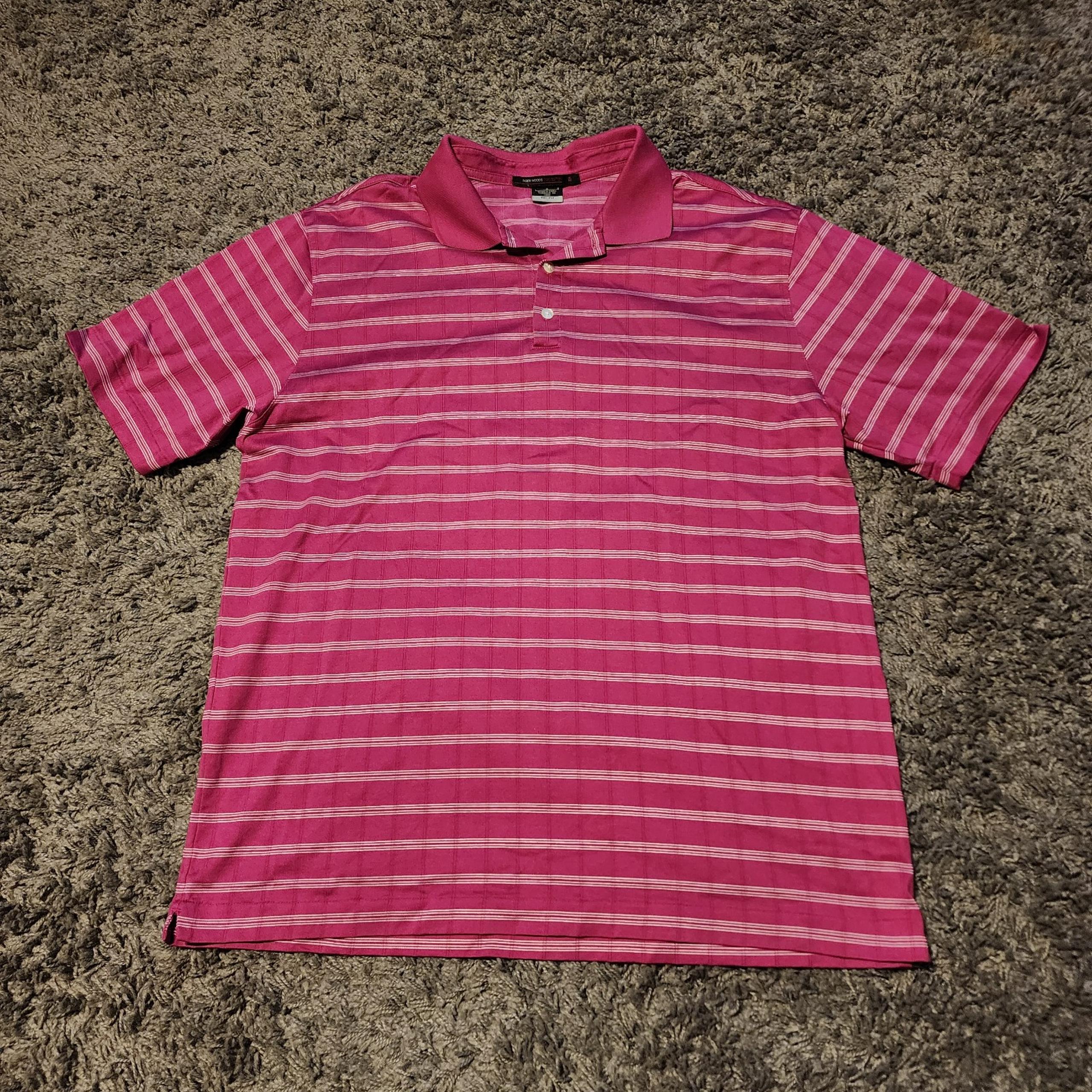 Tiger Woods Collection Dri-Fit Striped Short Sleeve Golf Polo Shirt | Size Large