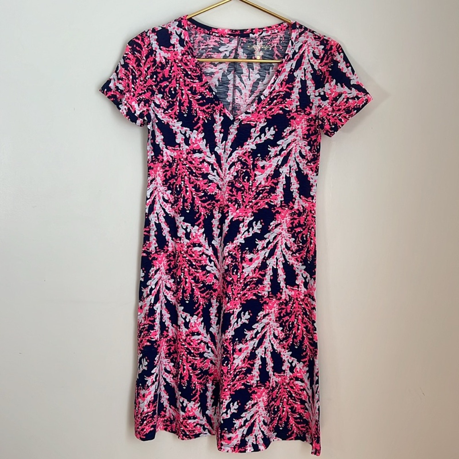 Lilly Pulitzer Jessica Short Sleeve Dress Nauti Navy Beyond The Sea Print