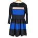 Badgley Mischka Colorblock Lace Sleeves Fit Flare Cocktail Dress Black Blue, S