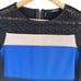 Badgley Mischka Colorblock Lace Sleeves Fit Flare Cocktail Dress Black Blue, S