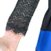 Badgley Mischka Colorblock Lace Sleeves Fit Flare Cocktail Dress Black Blue, S