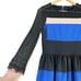 Badgley Mischka Colorblock Lace Sleeves Fit Flare Cocktail Dress Black Blue, S