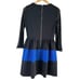 Badgley Mischka Colorblock Lace Sleeves Fit Flare Cocktail Dress Black Blue, S