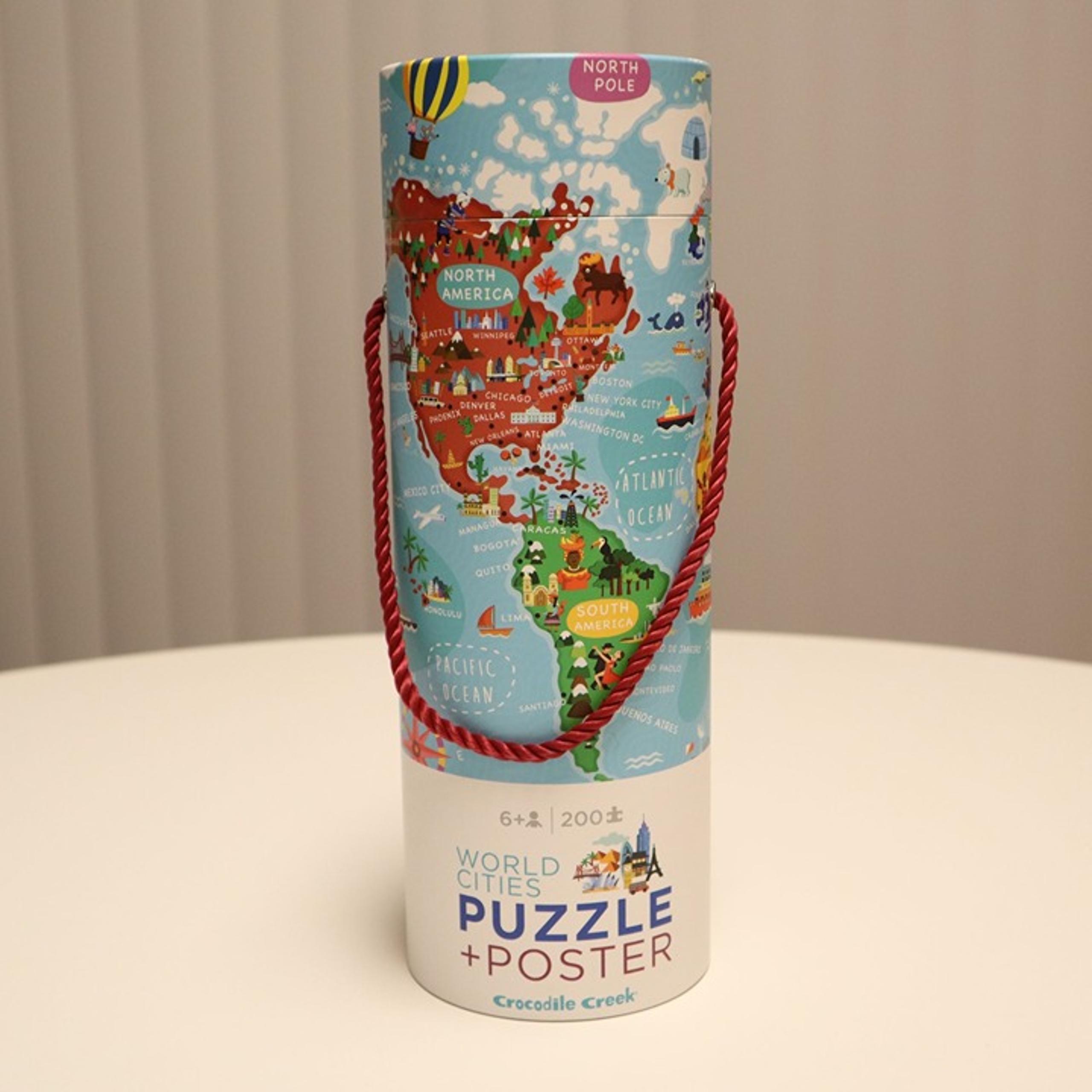 Crocodile Creek World Cities Puzzle + Poster, 200 Pieces 13" x 19" AGES 6+