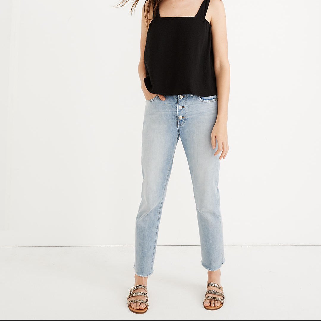 Madewell Light Wash Button Fly Slim Crop Boyjean