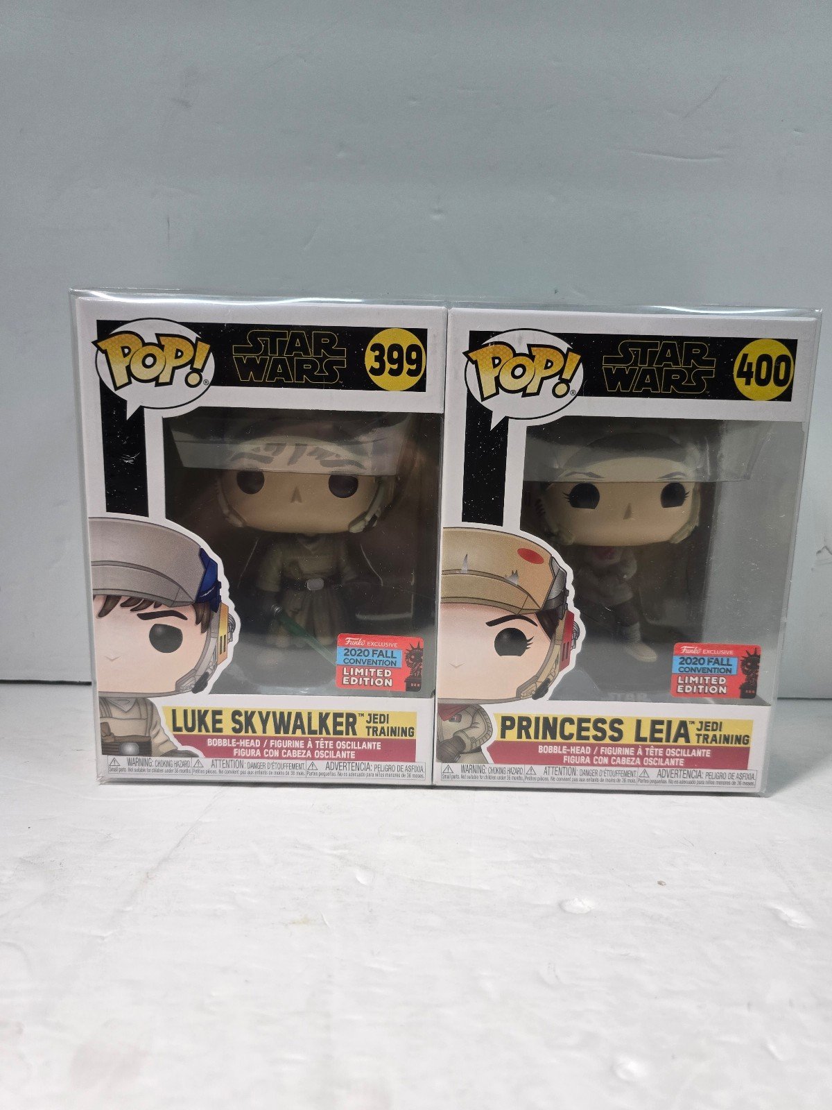 Funko Pop Luke Skywalker #399 Princess Leia #400 Star Wars Jedi Figure 2020 NYCC