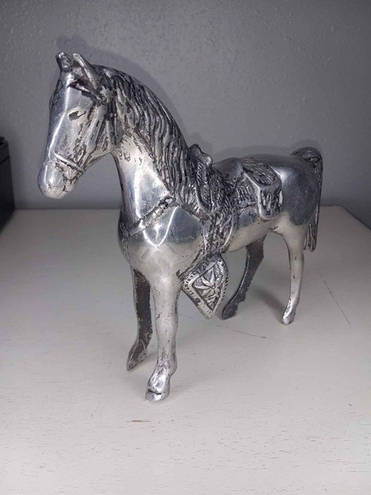 Aluminum Metal Horse Statue Vintage