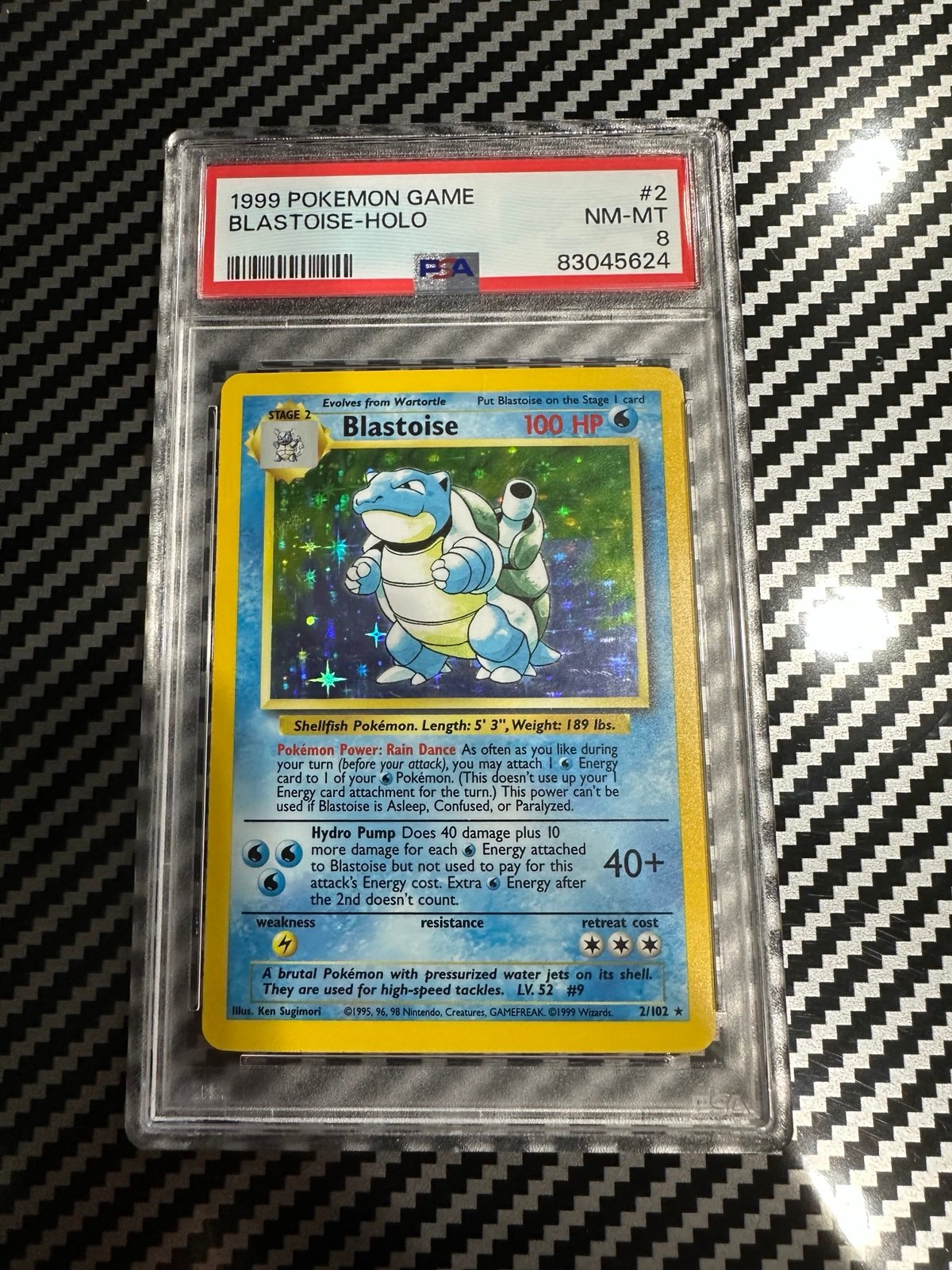 Blastoise Base Set Holo PSA 8 has shadows