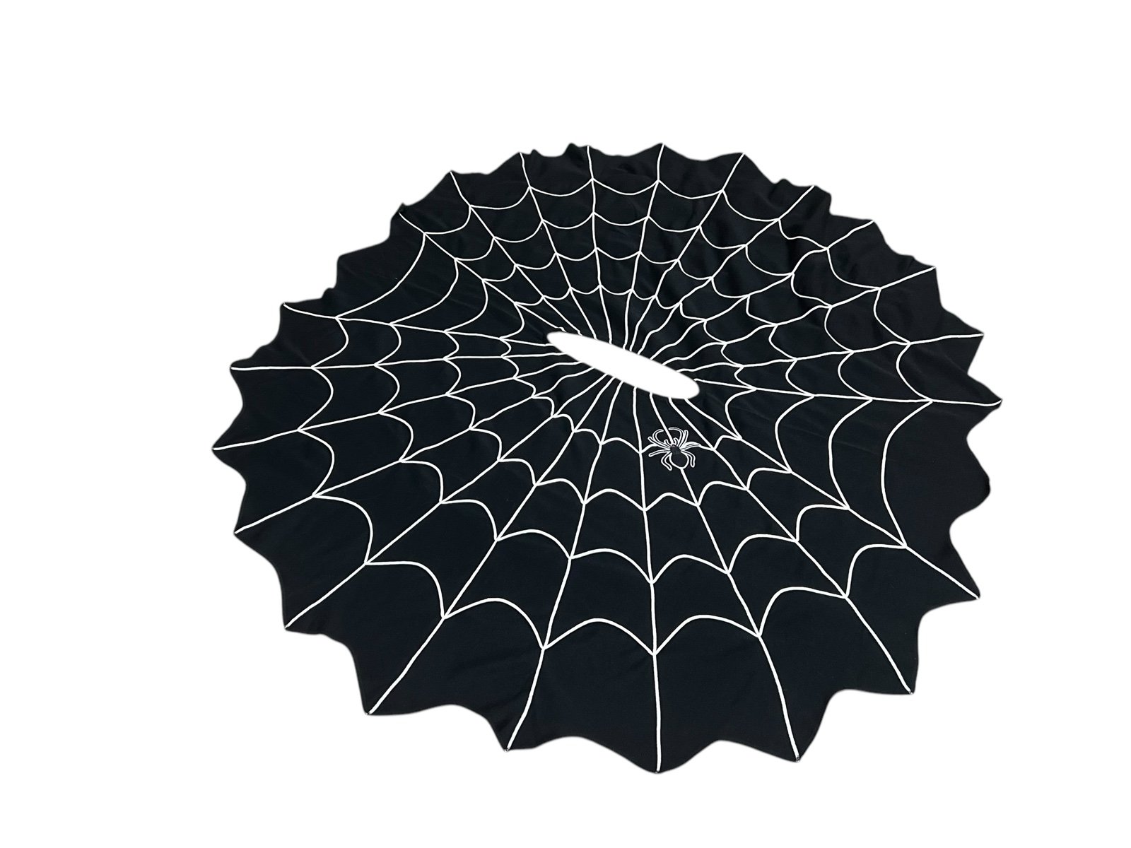 Grandin Road OS Black Embroidered Spider Cape Halloween Spooky
