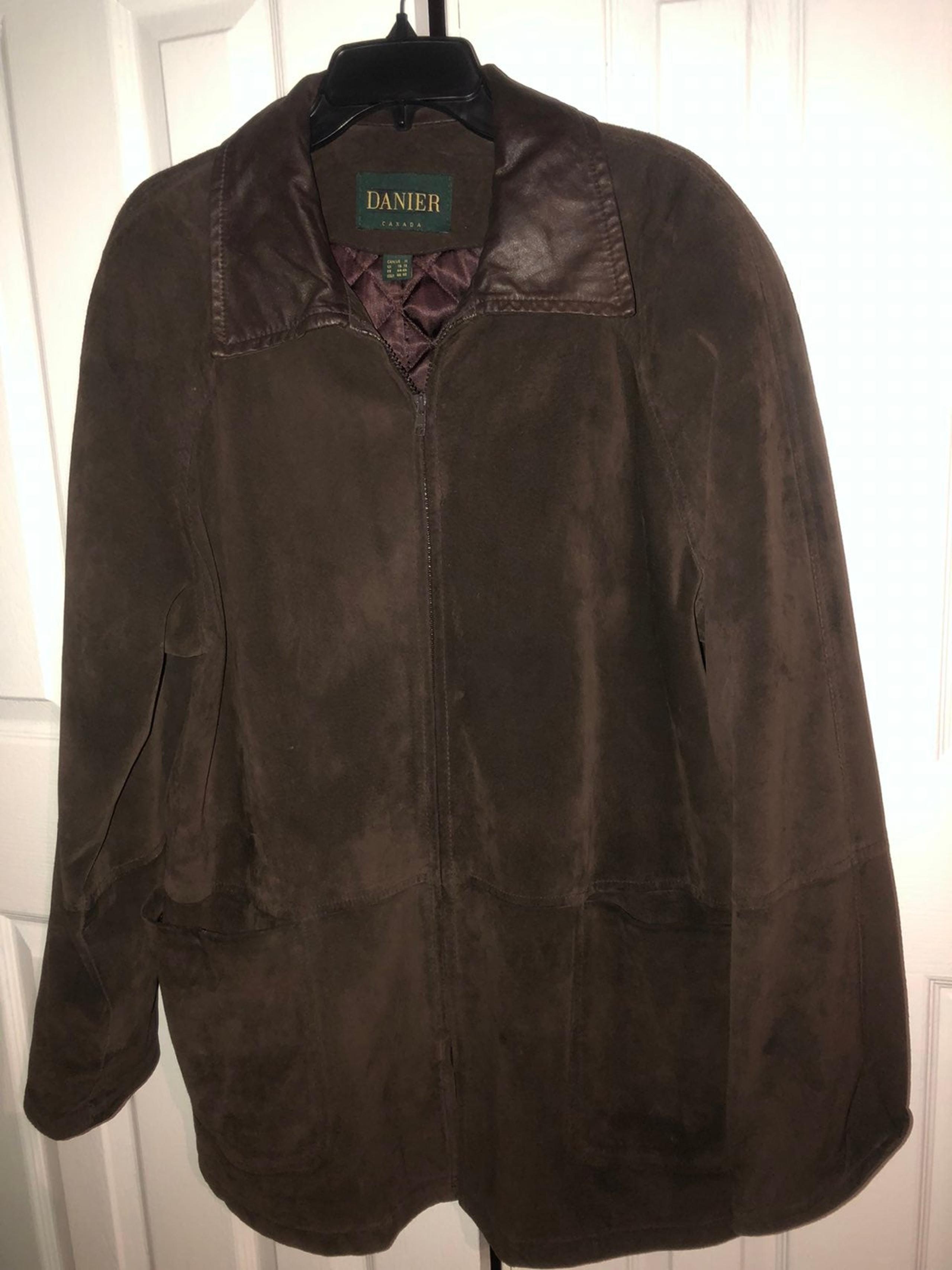 Vintage Danier Leather Jacket Women  medium Brown Suede Full Zip Pockets Lined C