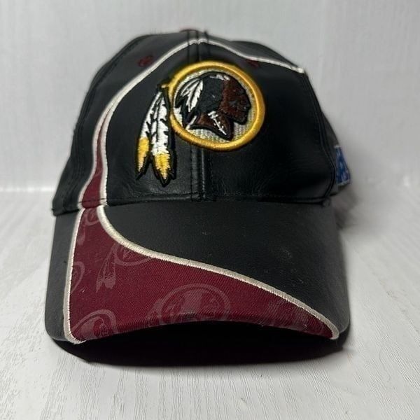Washington Redskins Black Leather SnapBack Cap Hat Reebok NFL