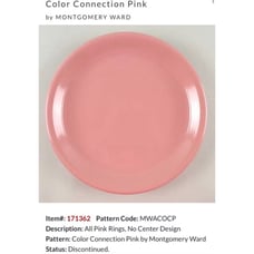 Vintage MCM - Montgomery Ward - Color Connection - Pink - Dinner Plates - Set of