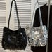 Silver Sequins Shoulder Tote Bag