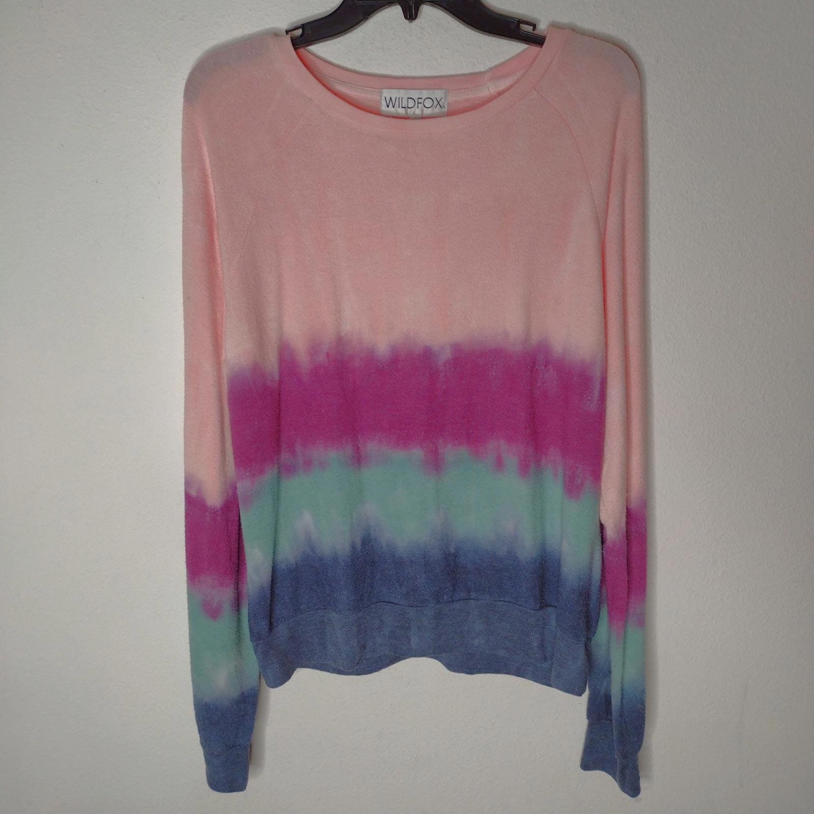 NWT Wildfox Women's Multicolor Dip Dye Long Sleeve Sweater Size Large
