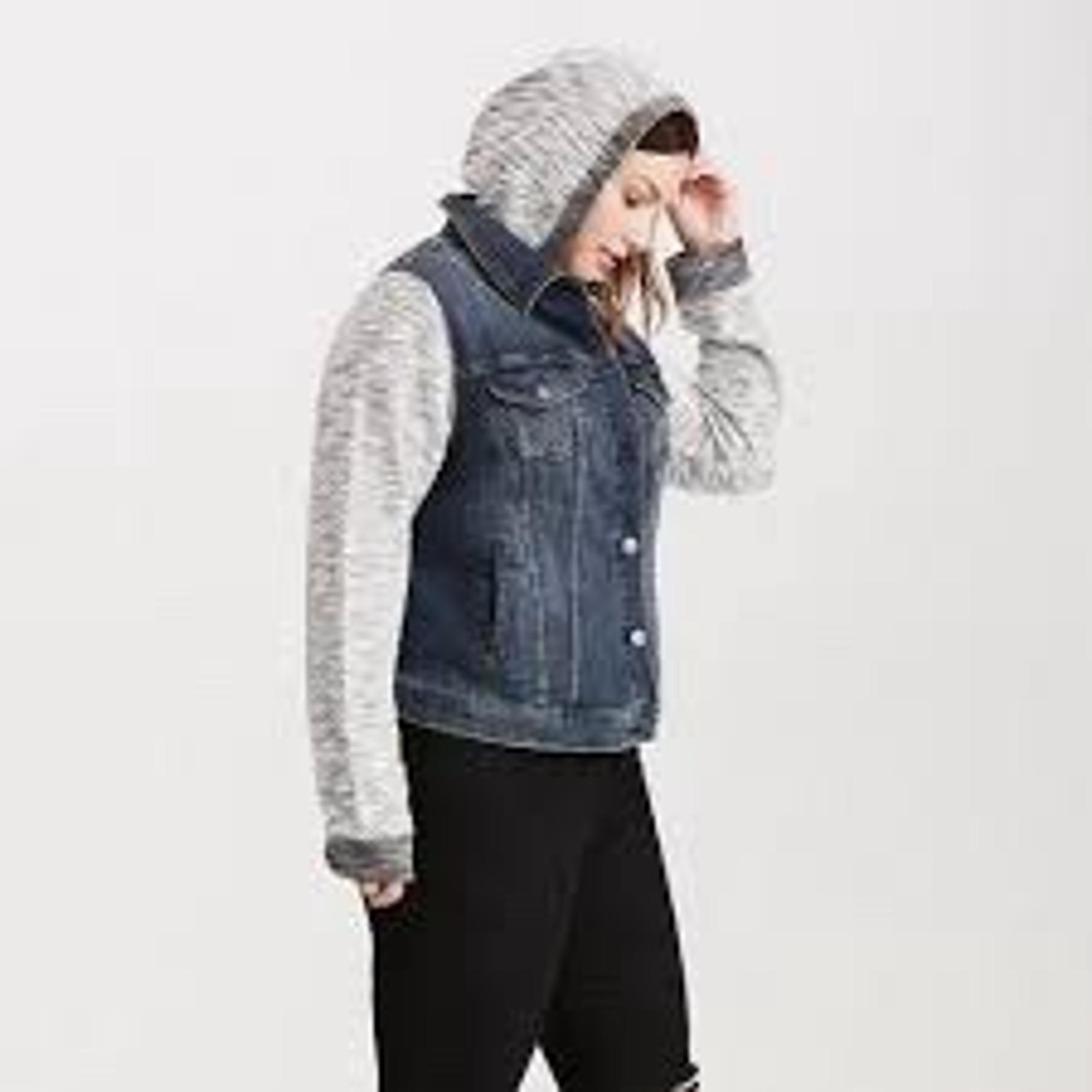 Torrid Womens Denim French Terry Denim Hooded Jacket Size 3X 22-24 Plus Stretch