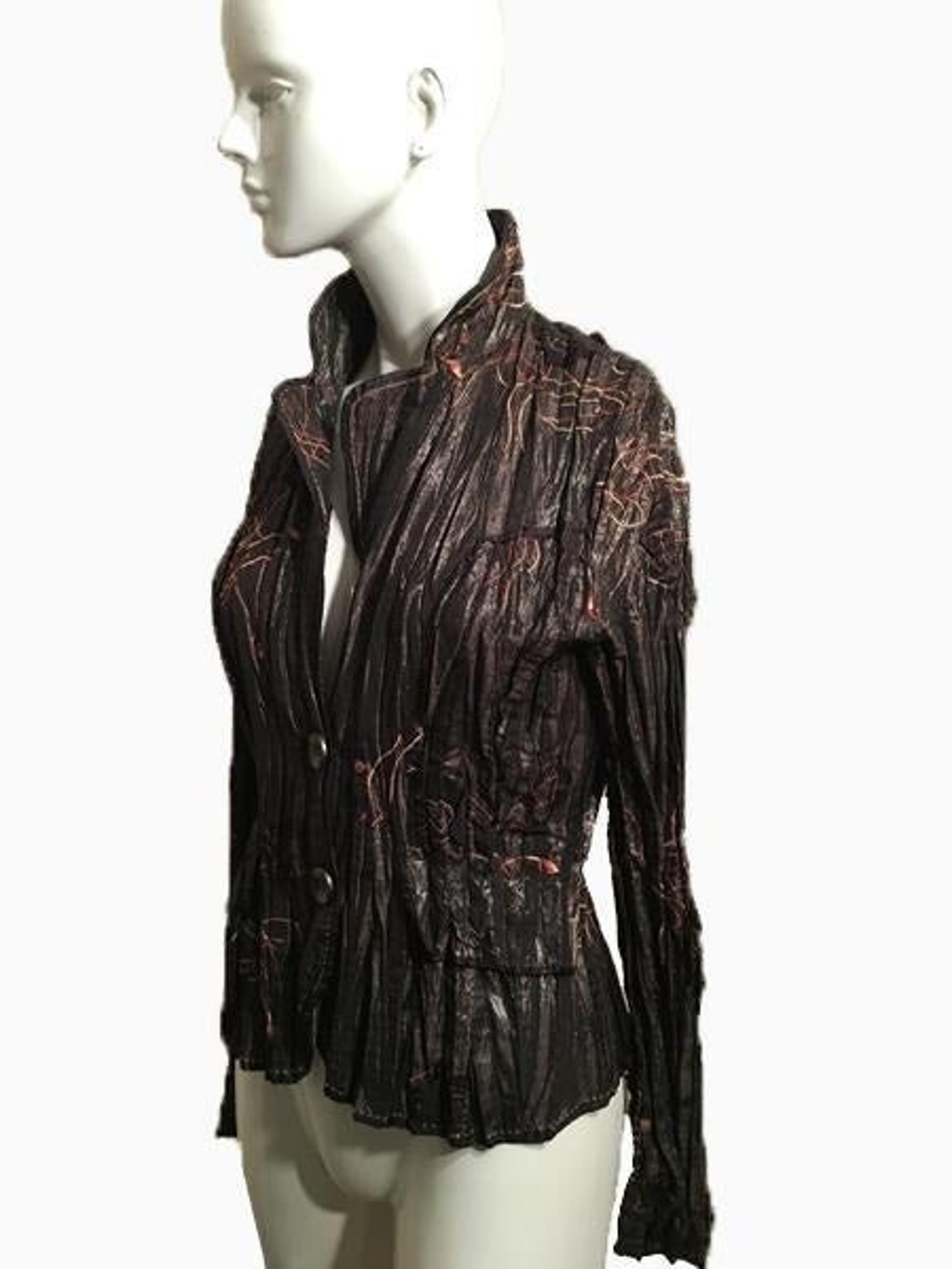Alberto Makail Bronze Metallic Long Sleeve Shirt  with Large Collar and Buttons