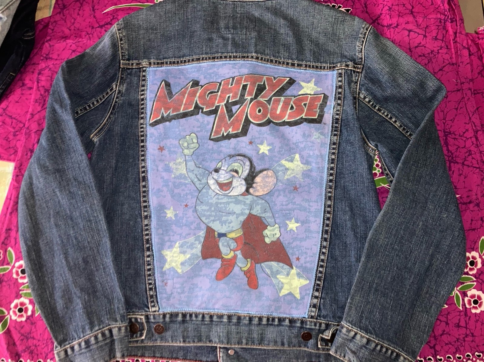 Mens S Gap Denim Jacket with Mighty Mouse