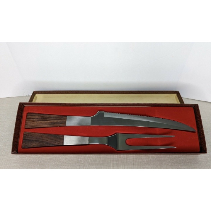 Vintage Burnco Steak And Rib Set Knife Fork Set Stainless Steel 1973 Mid Century