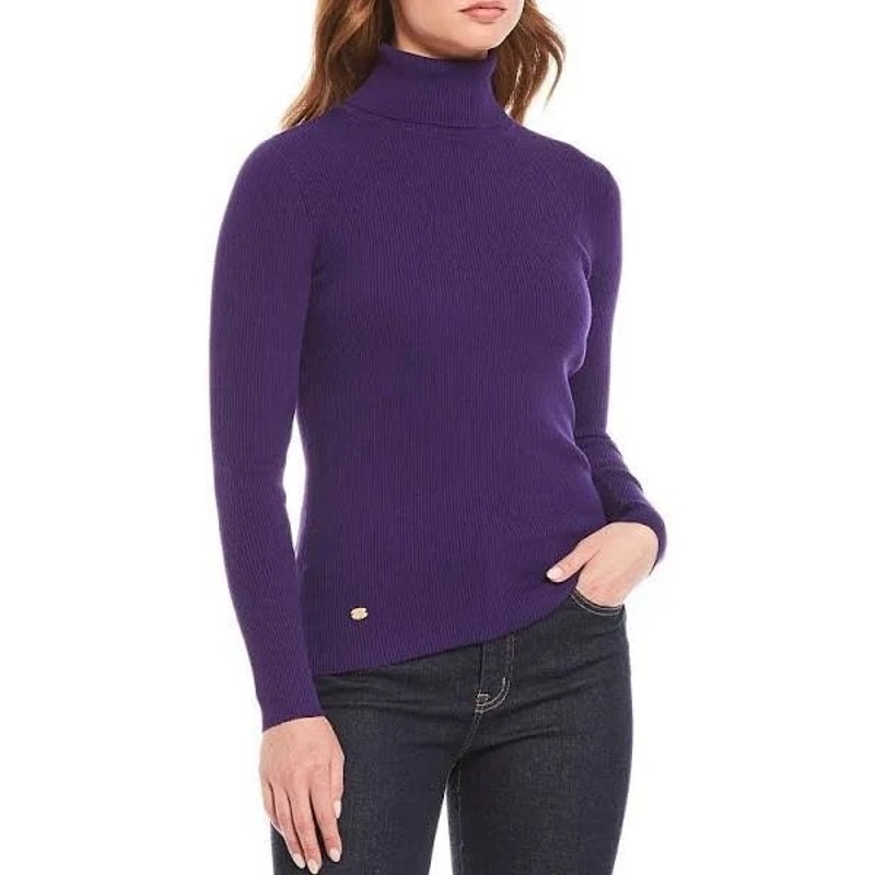 Lauren Ralph Lauren Purple Ribbed Turtleneck Sweater XL