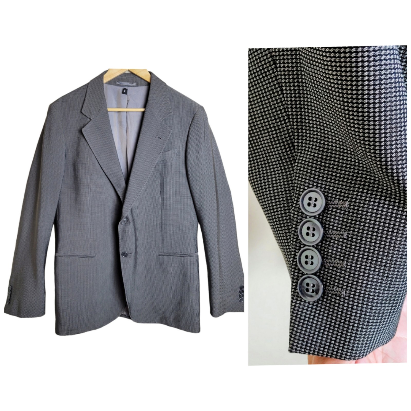 Armani Collezioni Wool Blazer Sports Coat Gray Checkered Size 42R