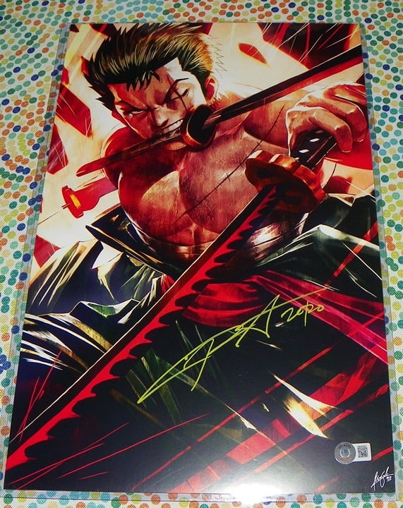 Chris Sabat Roronoa Zoro One Piece Wizyakuza Signed 11x17 Print Auto BAS #1
